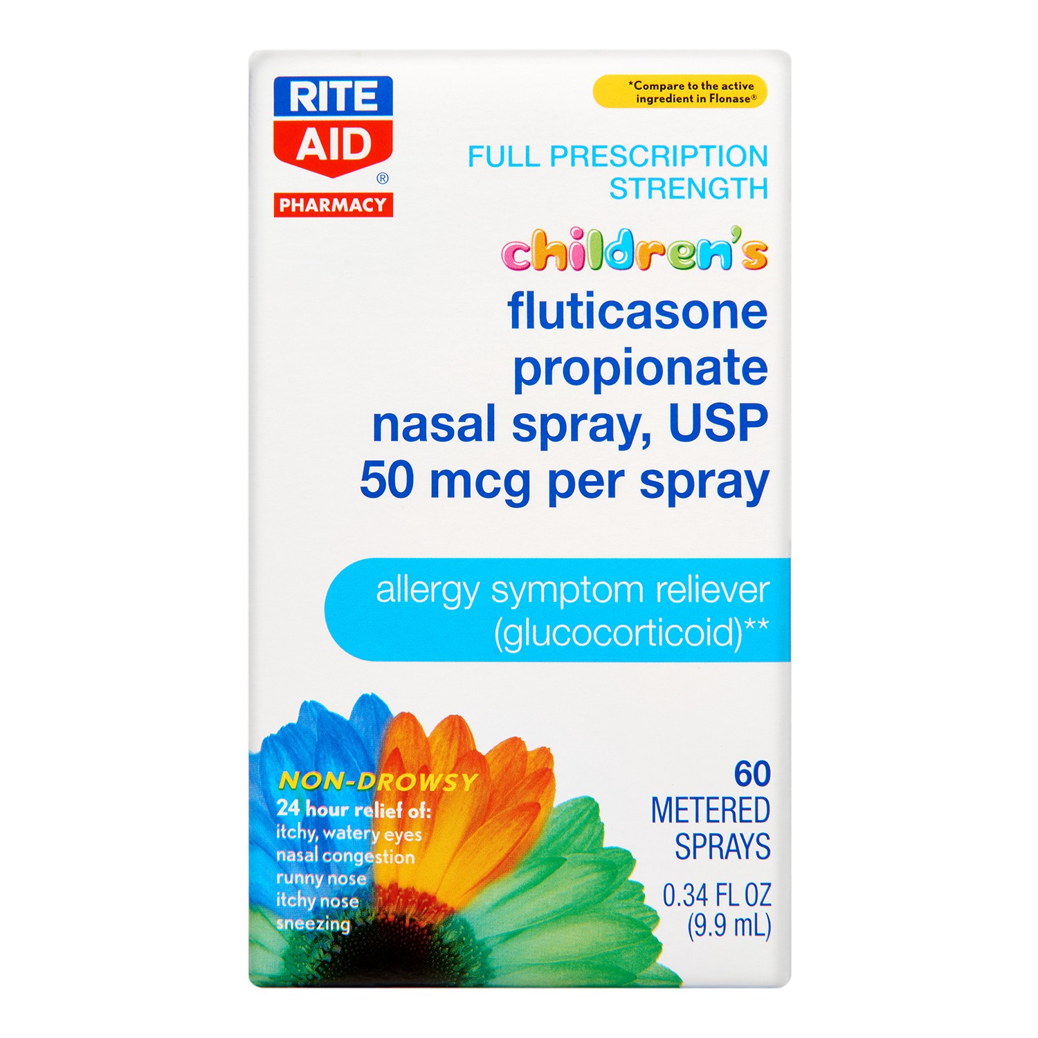 slide 1 of 5, Rite Aid Children's Fluticasone Propionate Nasal Spray, USP 50mcg, 60 Metered Sprays, 0.34 fl oz