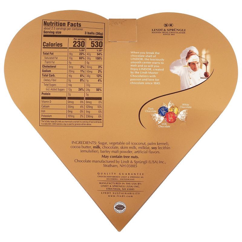slide 6 of 8, Lindt Lindor Valentine's Assorted Chocolate Truffles Heart - 3oz, 3 oz