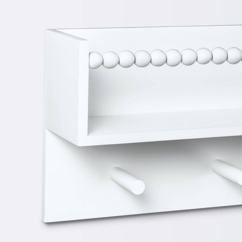 slide 3 of 3, Wall Hook Shelf with Beading - White - Cloud Island™, 1 ct