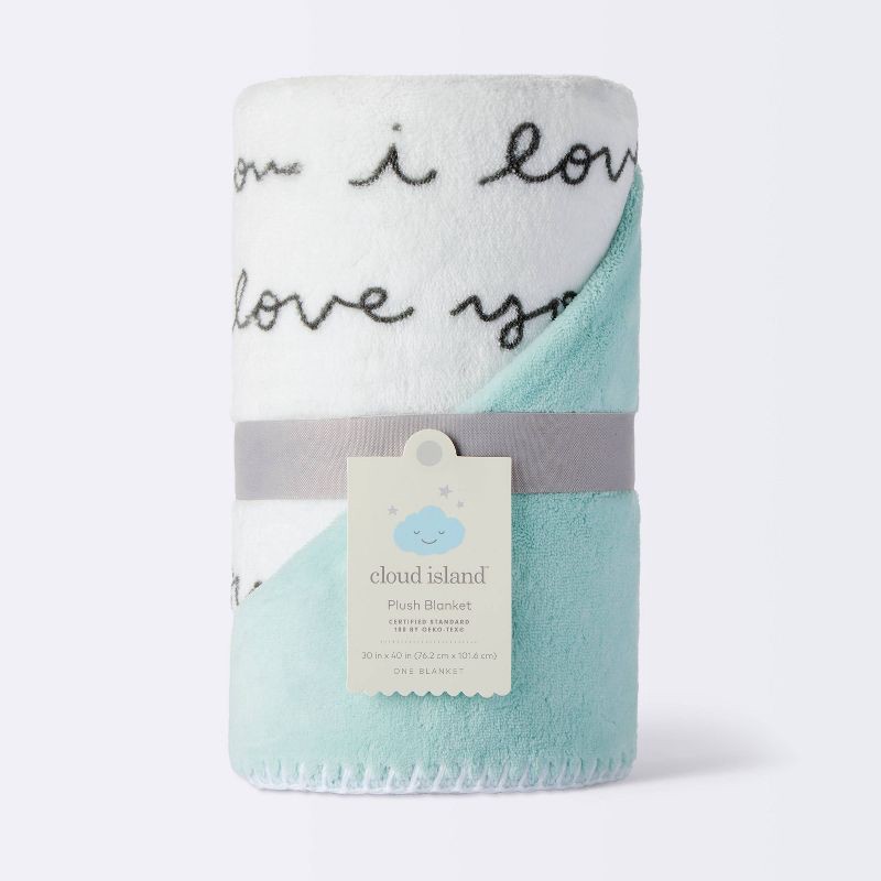 slide 4 of 4, Plush Baby Blanket - I Love You Script - Cloud Island™, 1 ct