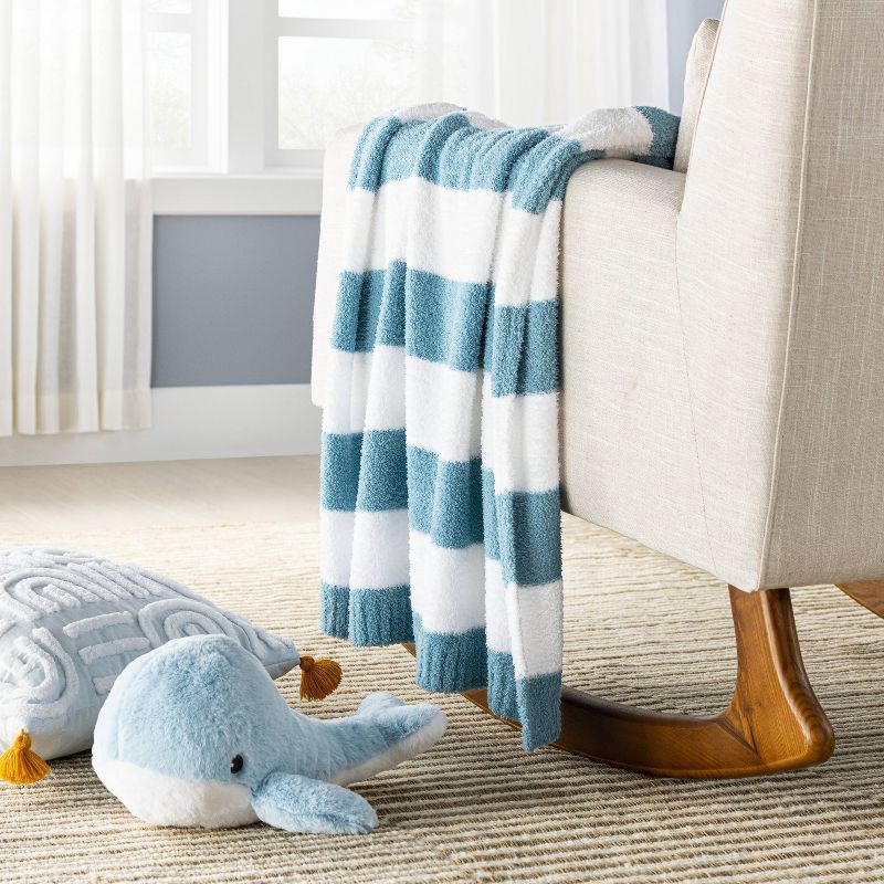 slide 2 of 4, Chenille Stripe Baby Blanket - Blue and White Stripe - Cloud Island™, 1 ct