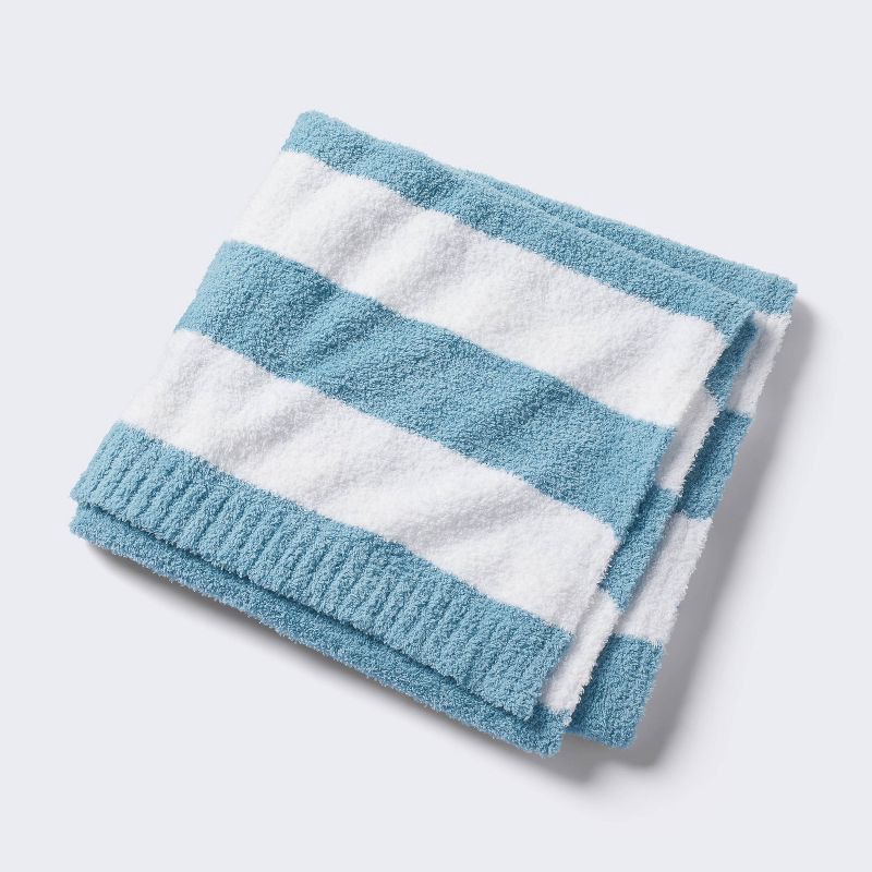 slide 1 of 4, Chenille Stripe Baby Blanket - Blue and White Stripe - Cloud Island™, 1 ct