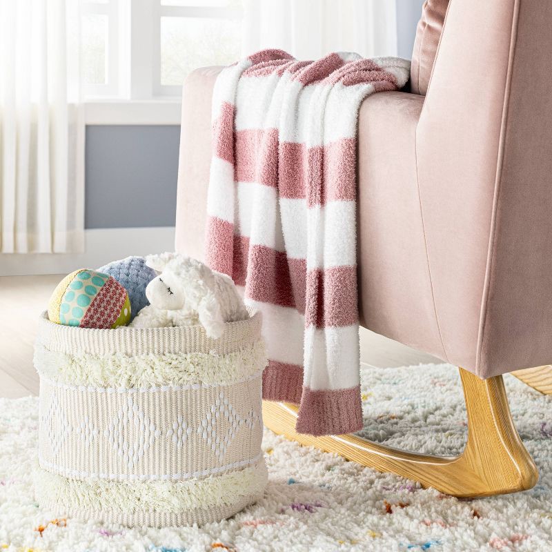 slide 2 of 4, Chenille Stripe Baby Blanket - Dark Pink and White Stripe - Cloud Island™, 1 ct
