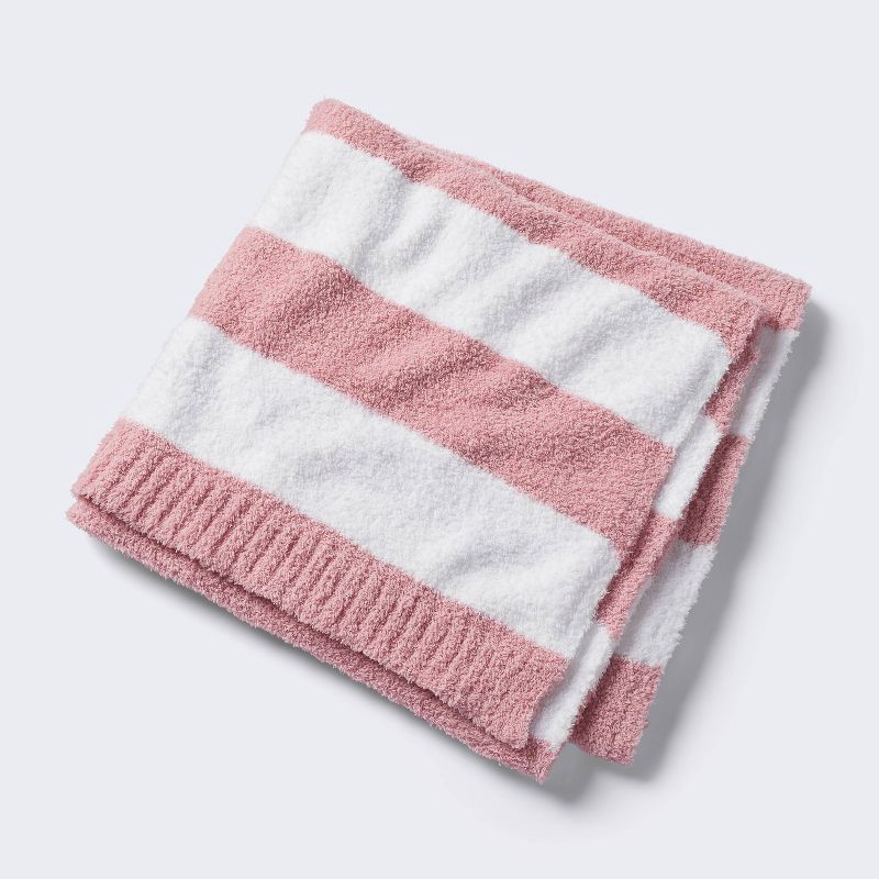 slide 1 of 4, Chenille Stripe Baby Blanket - Dark Pink and White Stripe - Cloud Island™, 1 ct
