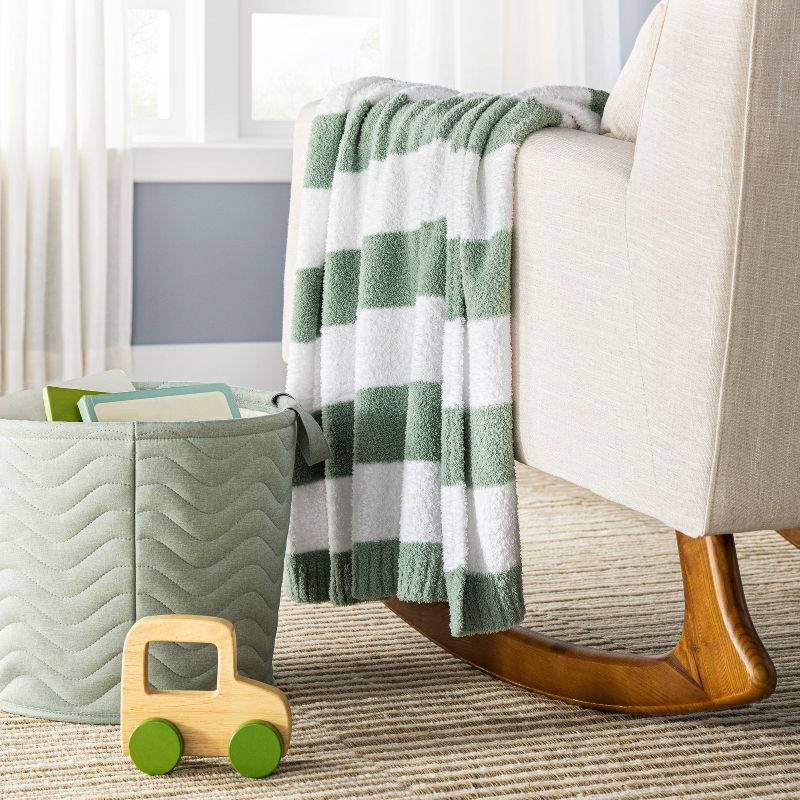 slide 2 of 4, Chenille Stripe Baby Blanket - Green and White Stripe - Cloud Island™, 1 ct