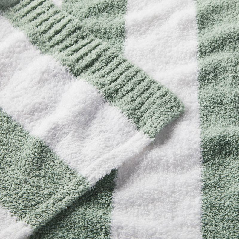 slide 3 of 4, Chenille Stripe Baby Blanket - Green and White Stripe - Cloud Island™, 1 ct