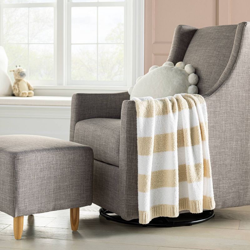 slide 2 of 4, Chenille Stripe Baby Blanket - Khaki and White Stripes - Cloud Island™, 1 ct