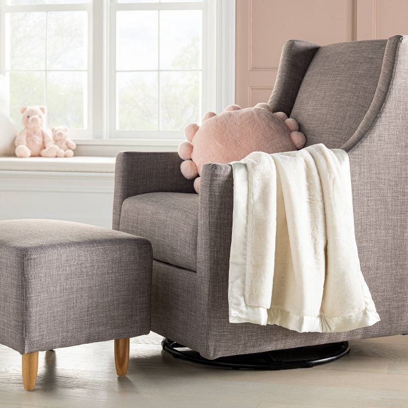 slide 2 of 4, Solid Satin Edge Plush Baby Blanket - Cream - Cloud Island™, 1 ct