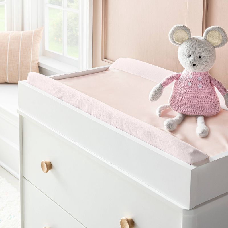 slide 2 of 3, Wipeable Changing Pad Cover - Solid Pink - Cloud Island™, 1 ct