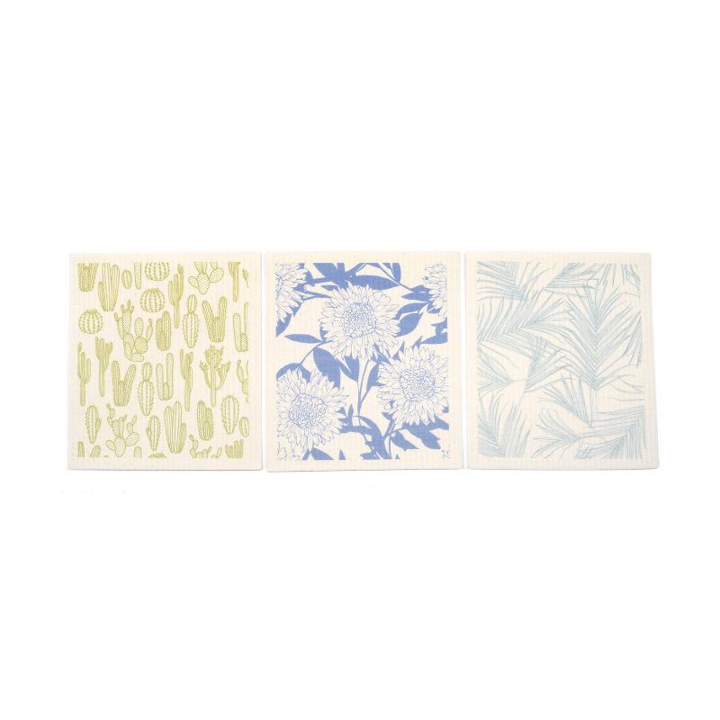 slide 3 of 4, DesignWorks Ink 3pk Botanical Swedish Dishcloths, 3 ct