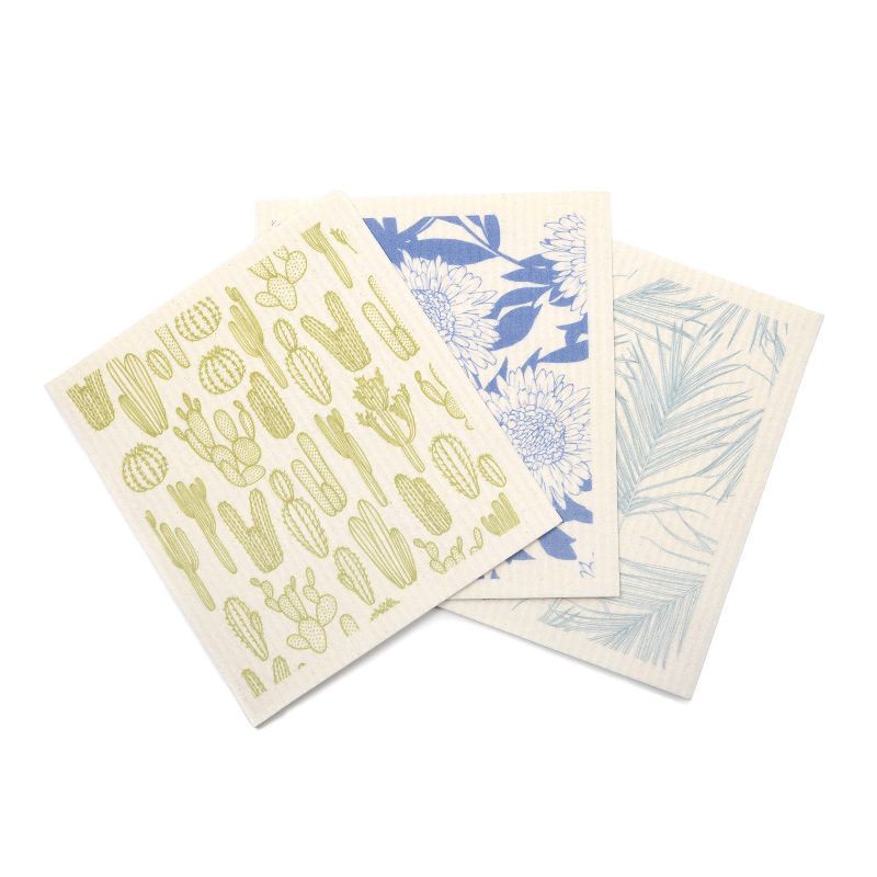 slide 4 of 4, DesignWorks Ink 3pk Botanical Swedish Dishcloths, 3 ct