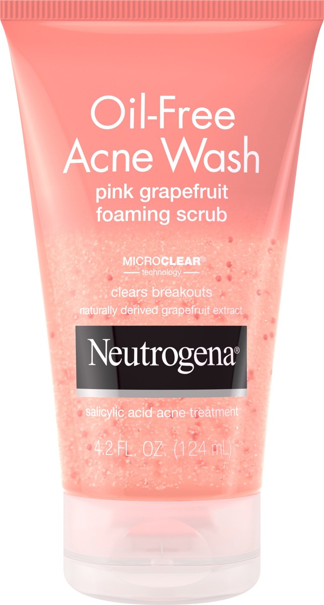 slide 5 of 7, Neutrogena Oil-free Acne Wash Pink Grapefruit Foaming Scrub, 4.2 fl oz