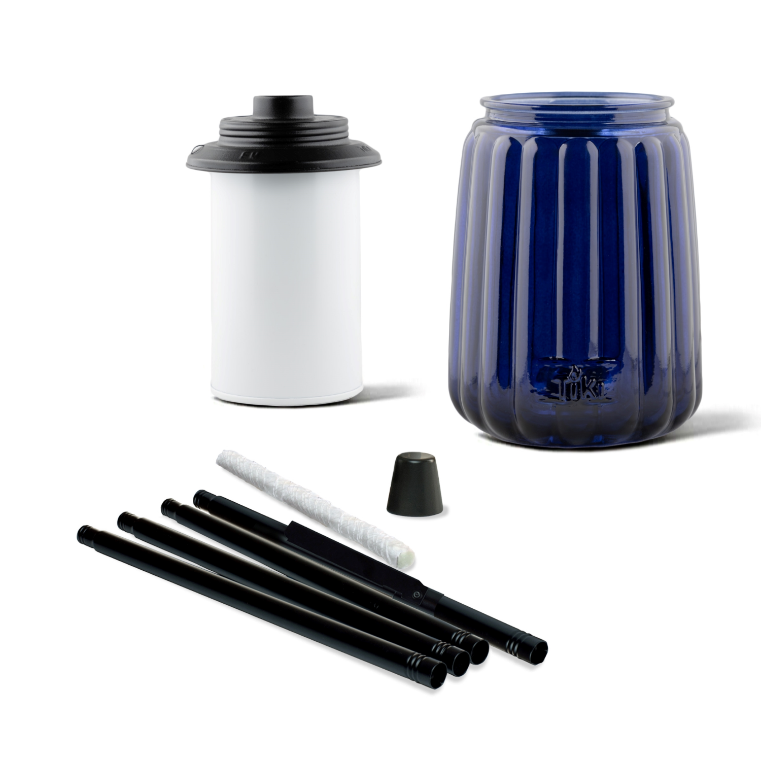 slide 2 of 6, TIKI 65" Twilight Box Steel/Glass Outdoor Torch Blue, 1 ct