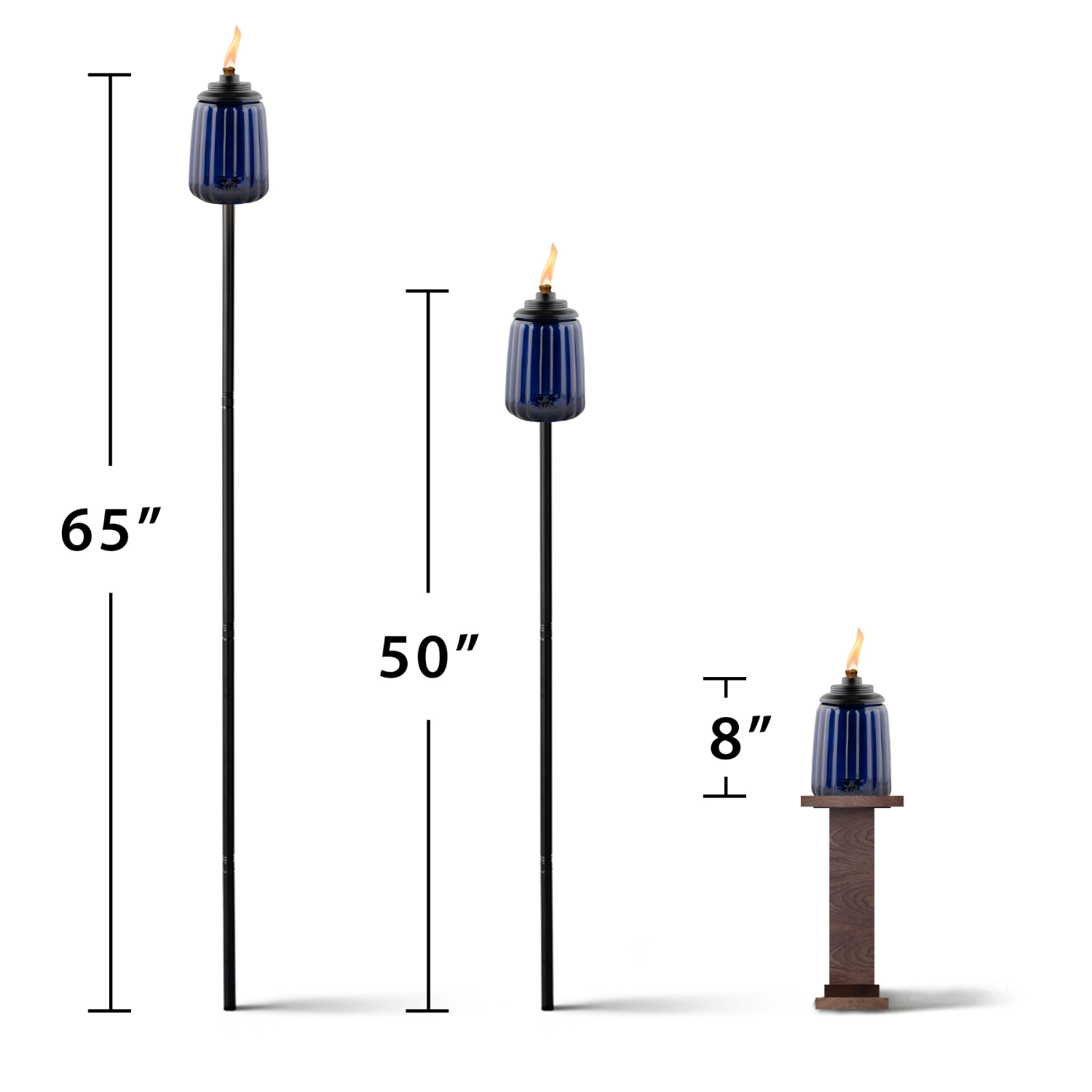 slide 4 of 6, TIKI 65" Twilight Box Steel/Glass Outdoor Torch Blue, 1 ct