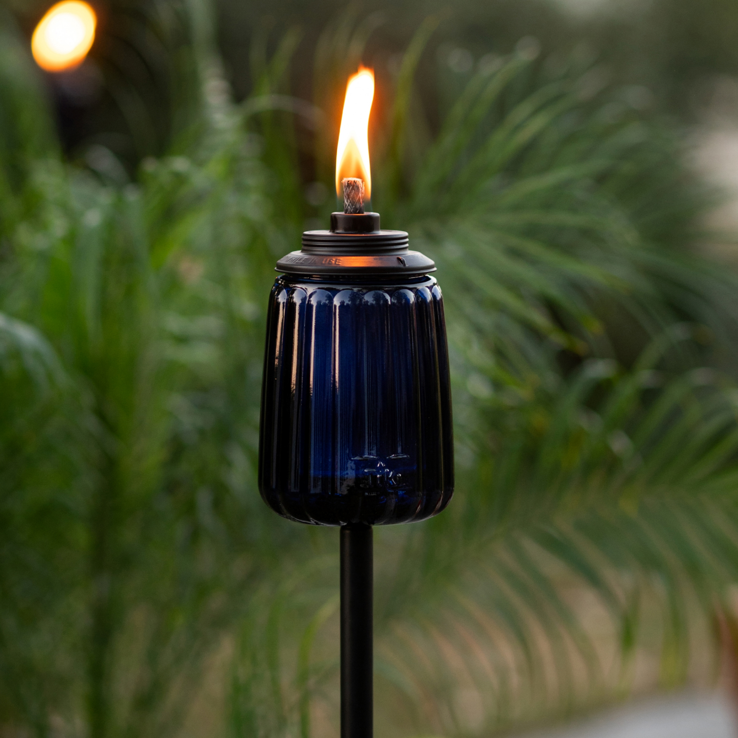 slide 5 of 6, TIKI 65" Twilight Box Steel/Glass Outdoor Torch Blue, 1 ct