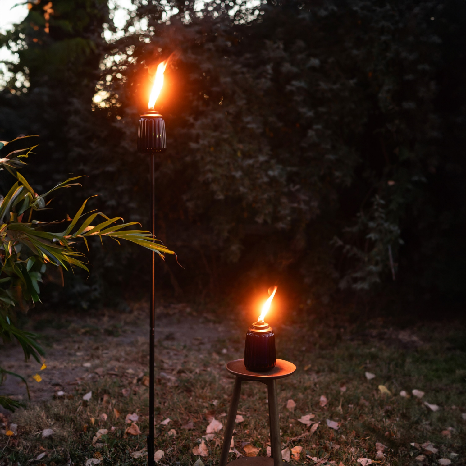 slide 6 of 6, TIKI 65" Twilight Box Steel/Glass Outdoor Torch Blue, 1 ct