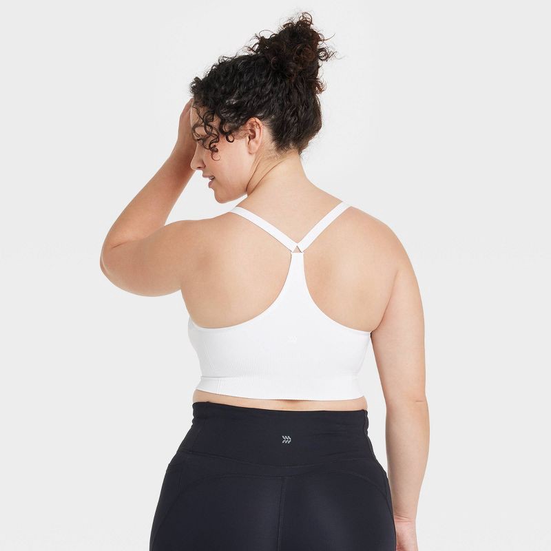 slide 4 of 6, Women's Seamless Medium Support Cami Sports Bra - All In Motion™ White XL: Racerback, Removable Padding, 1 ct