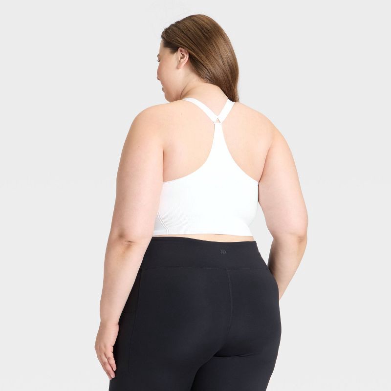 slide 2 of 5, Women's Seamless Medium Support Cami Sports Bra - All In Motion™ White XXL: Racerback, Removable Padding, 1 ct
