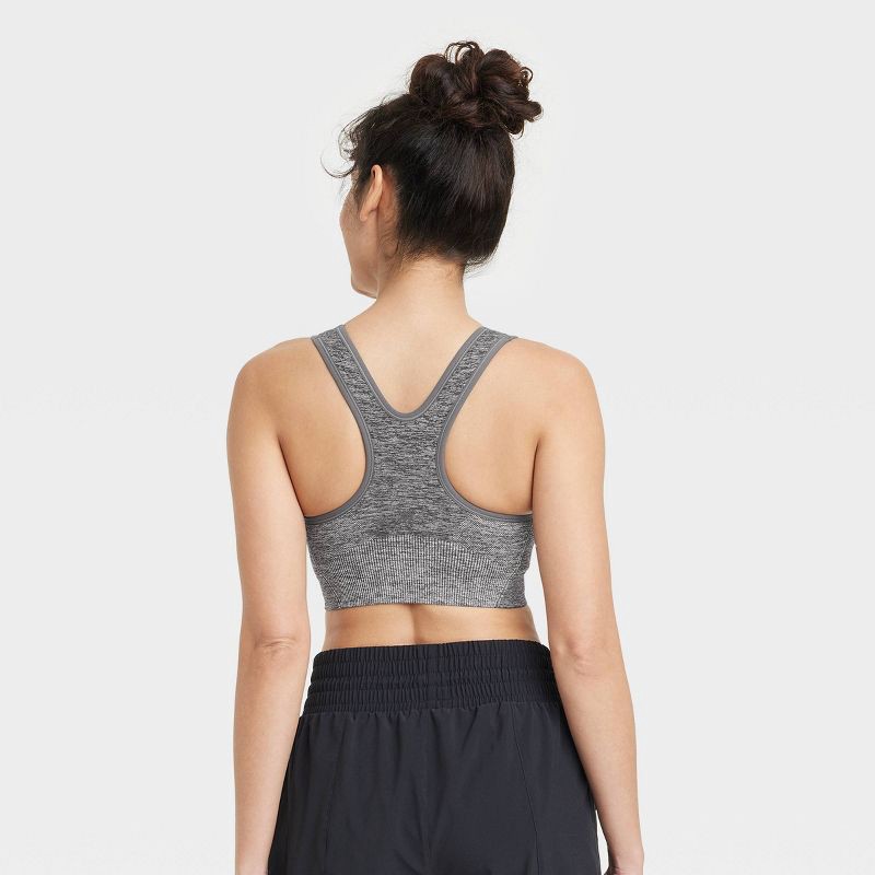 slide 2 of 5, Women's Seamless Medium Support Racerback Midline Sports Bra - All In Motion™ Heathered Black XL, 1 ct