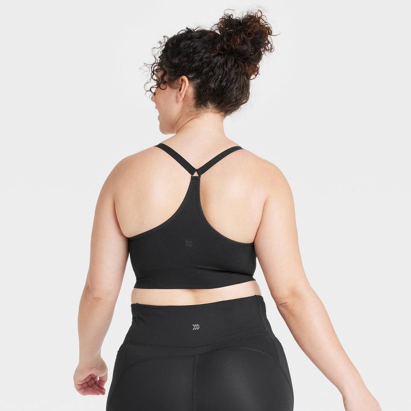 slide 4 of 6, Women's Seamless Medium Support Cami Sports Bra - All In Motion™ Black XL: Racerback, Removable Padding, 1 ct