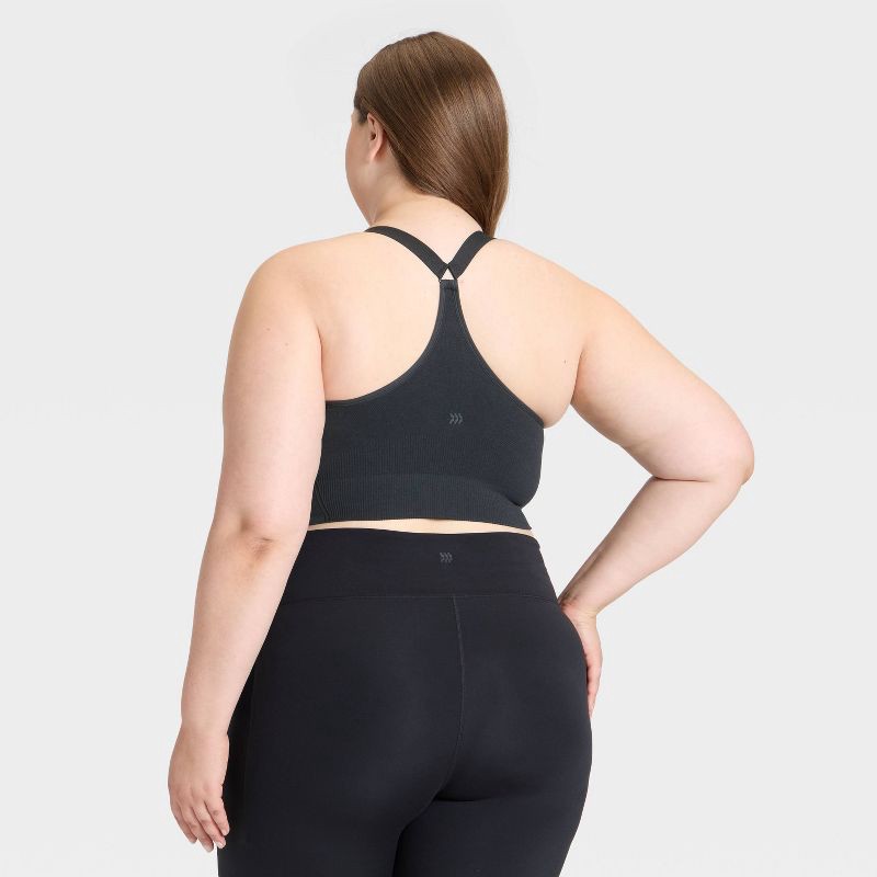 slide 2 of 5, Women's Seamless Medium Support Cami Sports Bra - All In Motion™ Black XXL: Racerback, Removable Padding, 1 ct