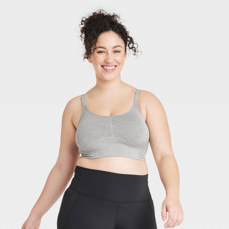 Women's Seamless Medium Support Cami Midline Sports Bra - All in Motion  Heathered Gray L 1 ct