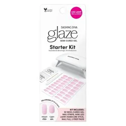 Dashing Diva Glaze Semi-Cured Gel Nail Polish Strips Starter Kit - Lovely Pink - 32ct