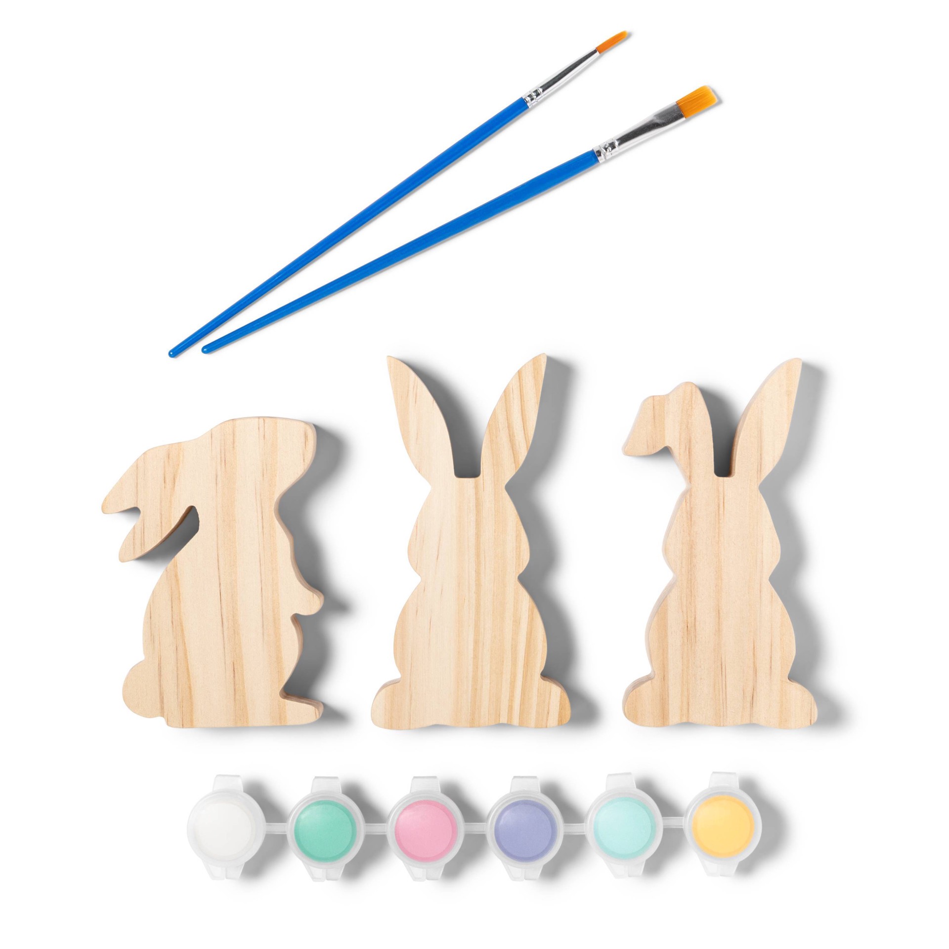slide 2 of 4, 3pk Paint-Your-Own Wood Bunnies Kit - Mondo Llama, 3 ct