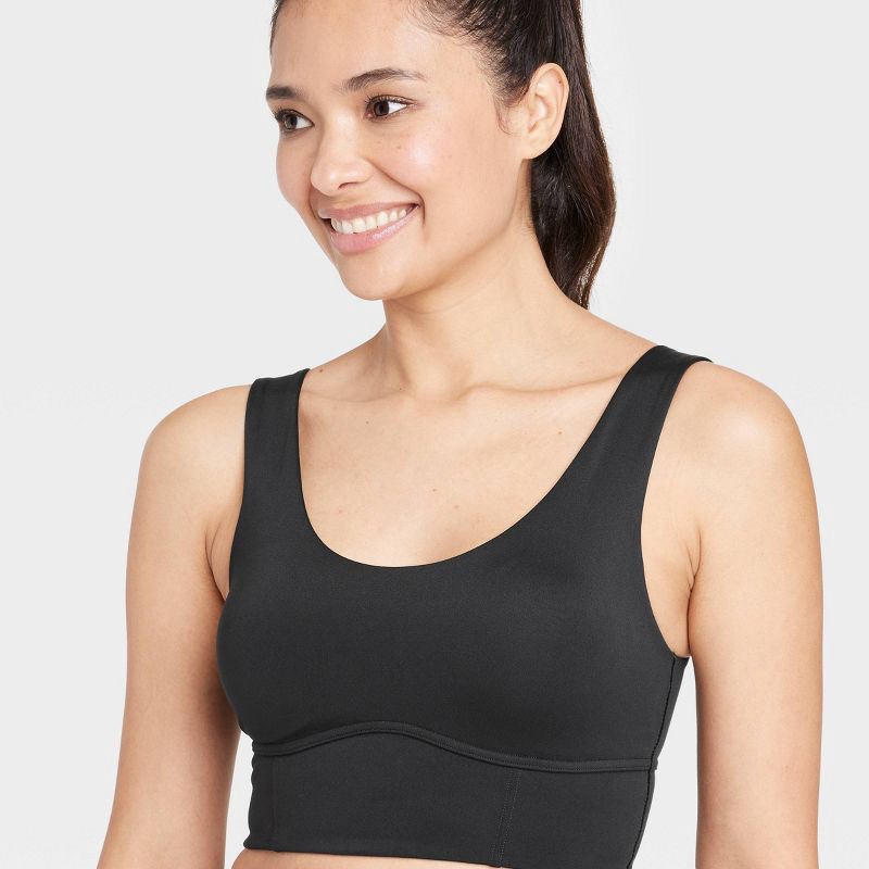 Women's Light Support Brushed Sculpt Bold Stitch Sports Bra - All in Motion  Black XS 1 ct