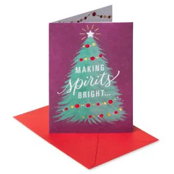 Carlton Cards Making Spirits Bright Christmas Card: Holiday Greeting, Vertical Fold, Botanical Design, Multicolored, 6.75"x4.625"