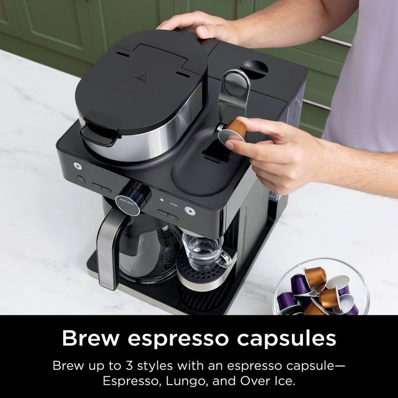 slide 3 of 13, Ninja 12c/Single-Serve Espresso & Coffee Barista System Black: Stainless Steel, Dishwasher-Safe, 60oz Capacity, 60 oz