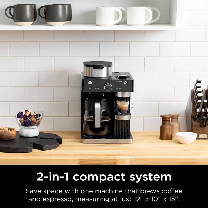 slide 8 of 13, Ninja 12c/Single-Serve Espresso & Coffee Barista System Black: Stainless Steel, Dishwasher-Safe, 60oz Capacity, 60 oz