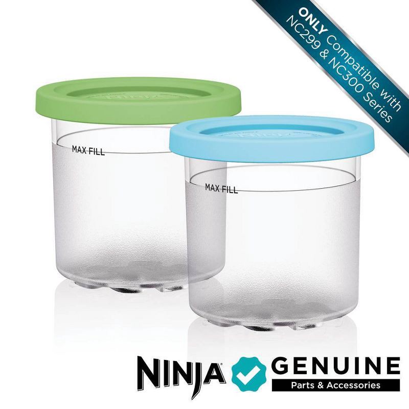 slide 2 of 10, Ninja 2pc Creami Pints and Colored Lids XSKPLID2CD: BPA-Free Food Storage, Dishwasher-Safe, Lime & Aqua, 2 ct