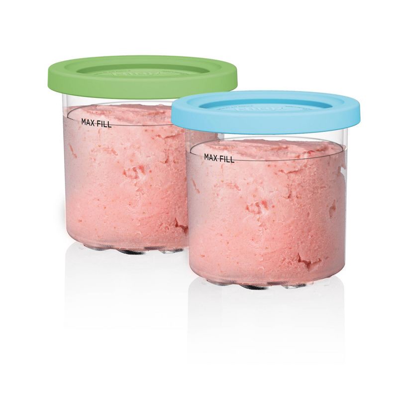 slide 1 of 10, Ninja 2pc Creami Pints and Colored Lids XSKPLID2CD: BPA-Free Food Storage, Dishwasher-Safe, Lime & Aqua, 2 ct