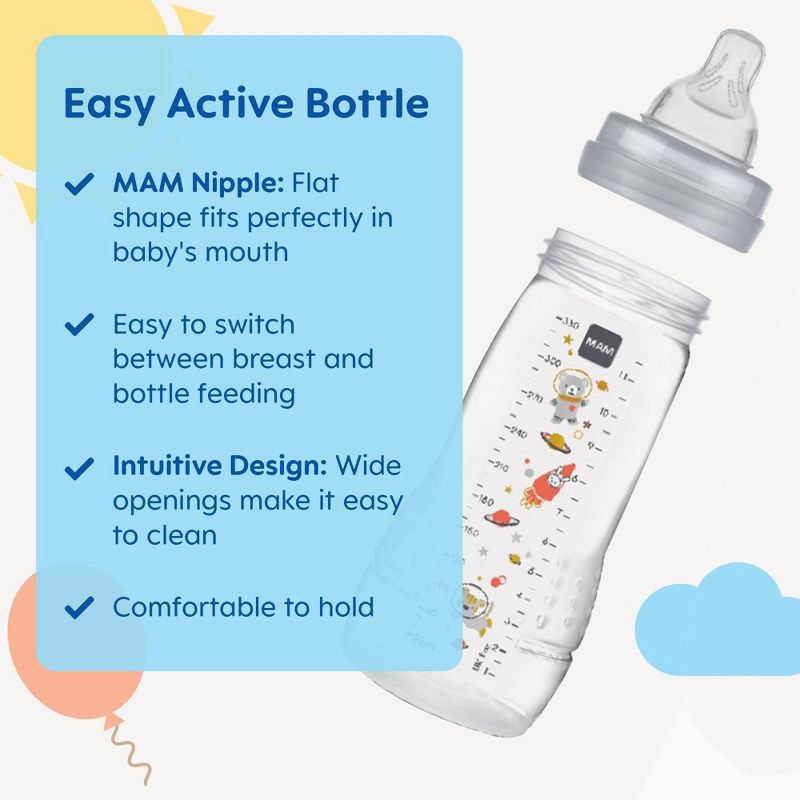 slide 3 of 6, MAM 11 fl oz Easy Active Baby Bottle - Unisex - 2pk, 11 fl oz, 2 ct