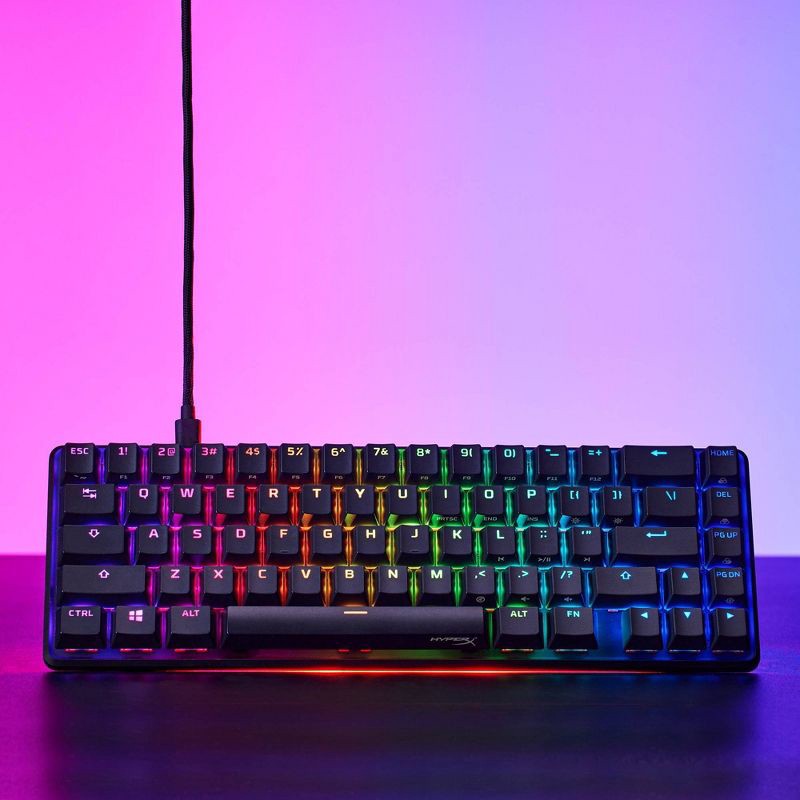 slide 17 of 18, HyperX Alloy Origins 65 Mechanical Gaming Keyboard for PC: RGB Lighting, USB-A Connection, 1 ct
