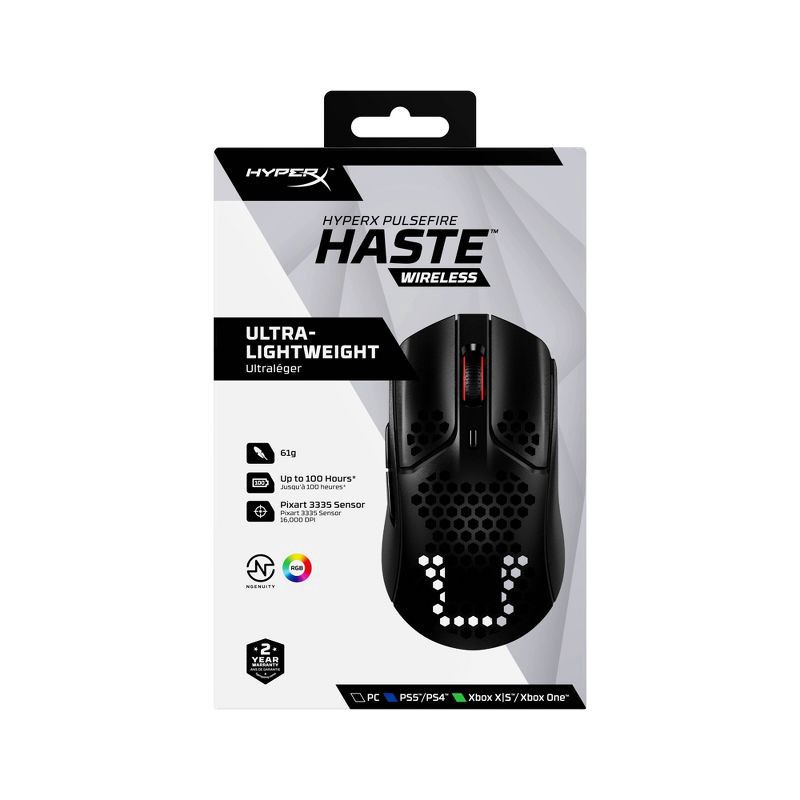 slide 12 of 12, HyperX Pulsefire Haste Wireless Gaming Mouse for PC - Black: USB-A, Radio Frequency Connection, 1 ct