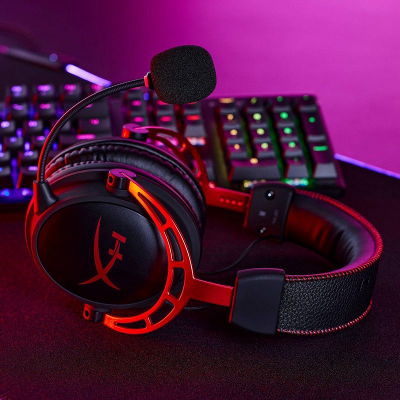 slide 14 of 14, HP Inc. HyperX Could Alpha Wireless Gaming Headset for PC - Black: Adjustable Headband, Leatherette Ear Cushions, 300-Hour Battery, 1 ct