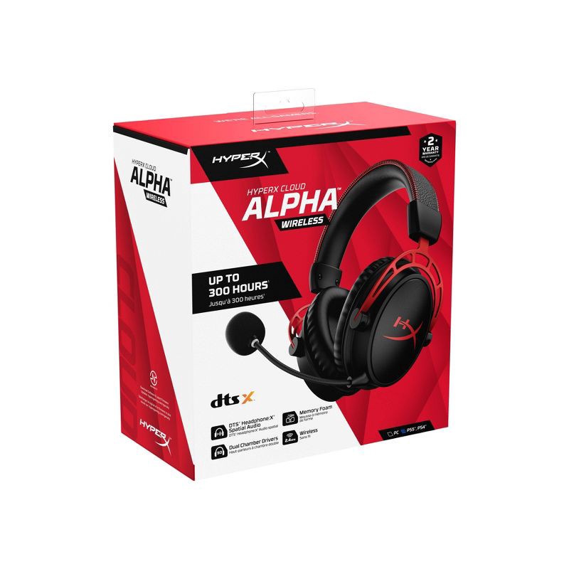 slide 8 of 14, HP Inc. HyperX Could Alpha Wireless Gaming Headset for PC - Black: Adjustable Headband, Leatherette Ear Cushions, 300-Hour Battery, 1 ct