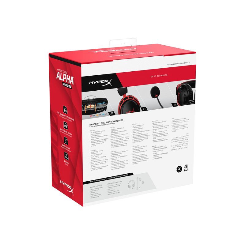 slide 9 of 14, HP Inc. HyperX Could Alpha Wireless Gaming Headset for PC - Black: Adjustable Headband, Leatherette Ear Cushions, 300-Hour Battery, 1 ct