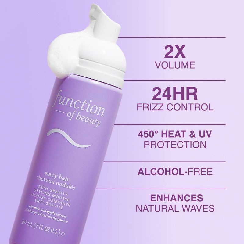 slide 5 of 9, Function of Beauty Zero Gravity Styling Mousse for Wavy Hair - 7 fl oz, 7 fl oz