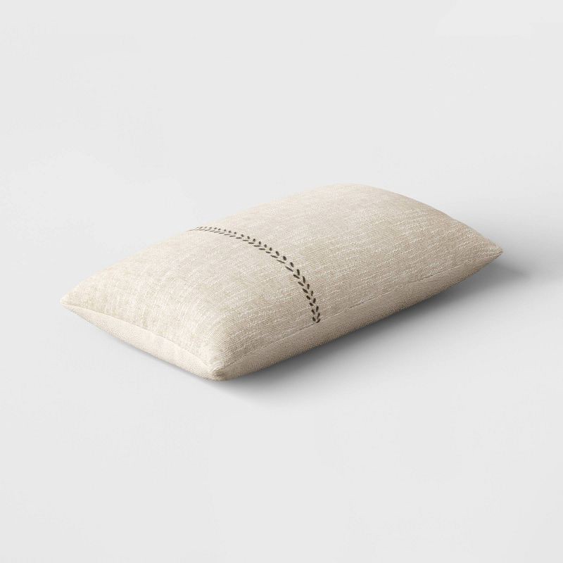 slide 3 of 5, Oversized Stitched Lumbar Throw Pillow Neutral: Cotton-Linen Blend, Indoor - Threshold™, 1 ct