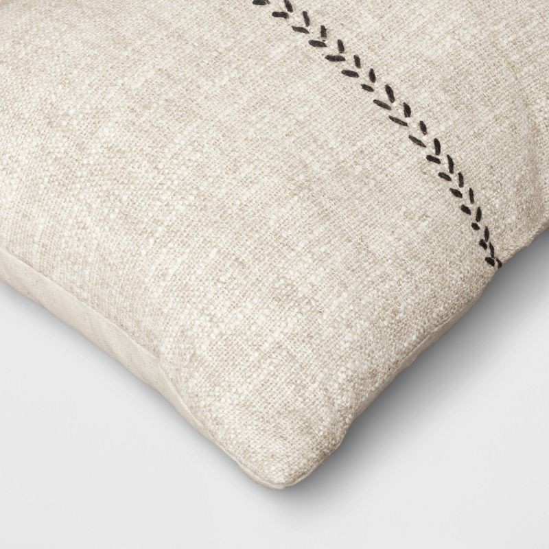 slide 4 of 5, Oversized Stitched Lumbar Throw Pillow Neutral: Cotton-Linen Blend, Indoor - Threshold™, 1 ct