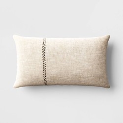 Oversized Stitched Lumbar Throw Pillow Neutral - Threshold™