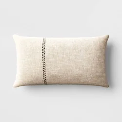 Oversized Stitched Lumbar Throw Pillow Neutral: Cotton-Linen Blend, Indoor - Threshold™