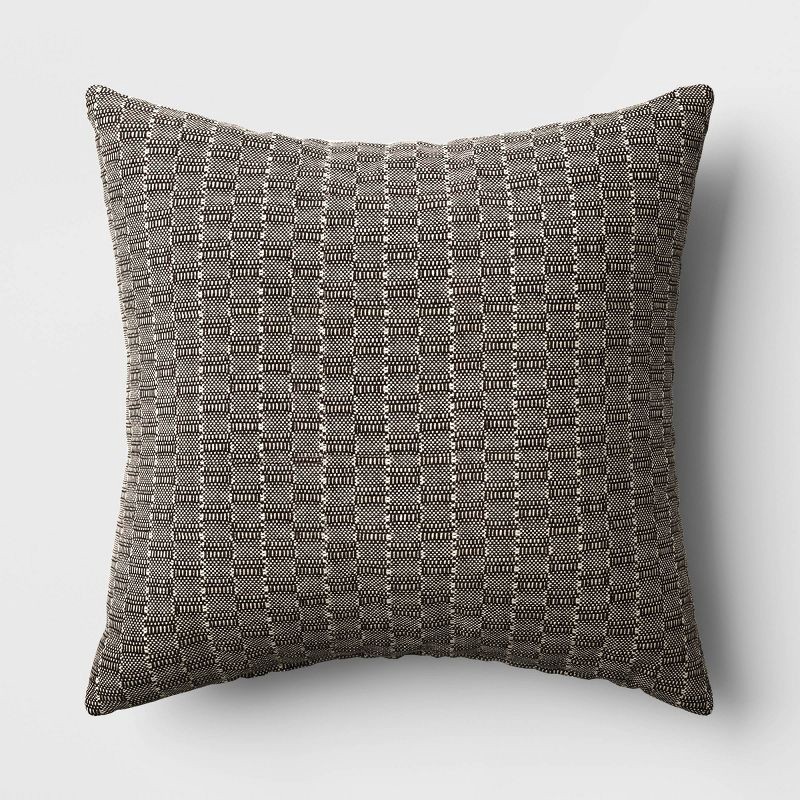 slide 1 of 5, Oversized Textural Woven Square Throw Pillow Black/Neutral - Threshold™: Modern Cotton Decor for Indoor Comfort, 1 ct