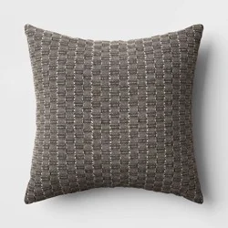Oversized Textural Woven Square Throw Pillow Black/Neutral - Threshold™: Modern Cotton Decor for Indoor Comfort