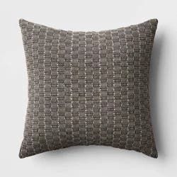Oversized Textural Woven Square Throw Pillow Black/Neutral - Threshold™: Modern Cotton Decor for Indoor Comfort