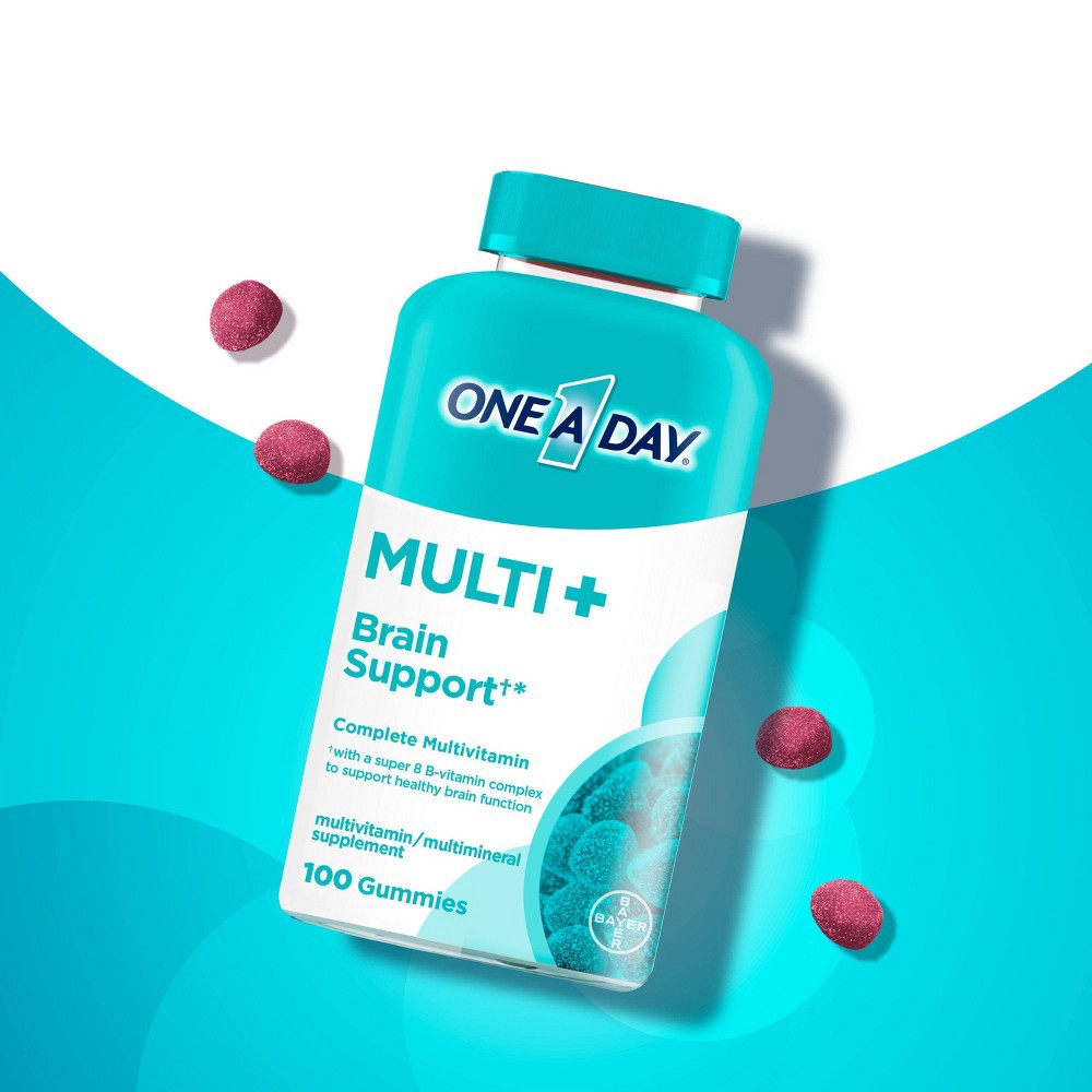 slide 2 of 8, One A Day Multivitamin + Brain Support Gummies - 100ct, 100 ct