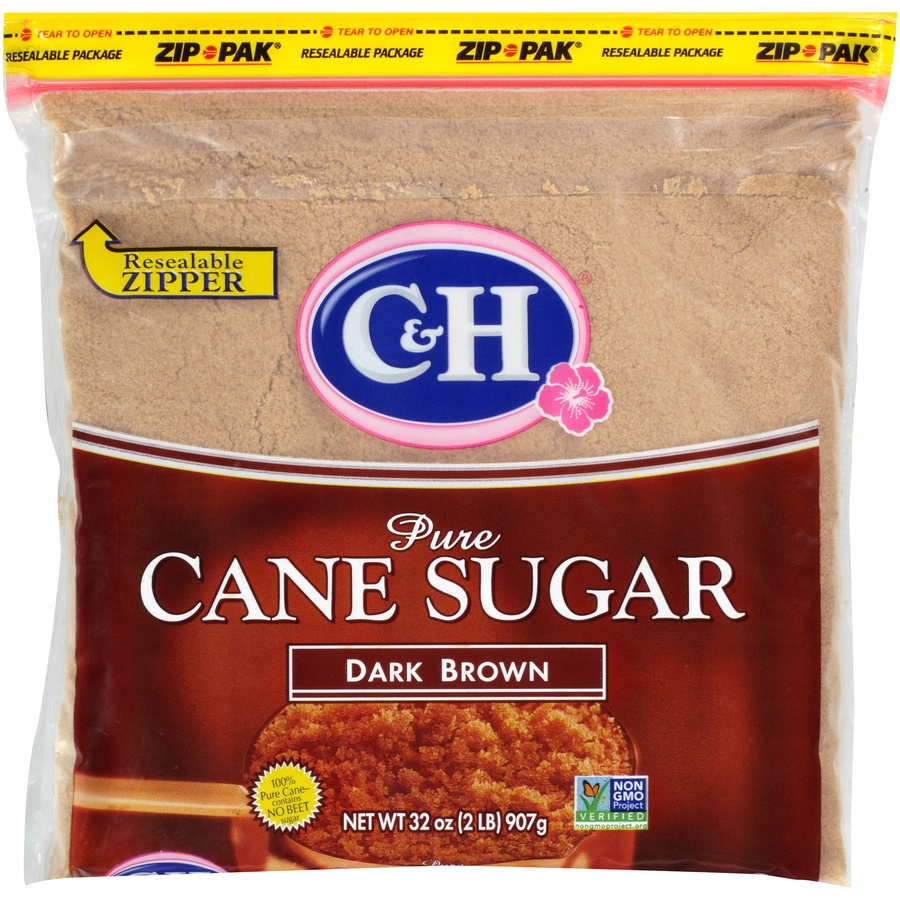 slide 1 of 6, C&H Premium Pure Cane Dark Brown Sugar Bag - 2 Lb, 2 lb